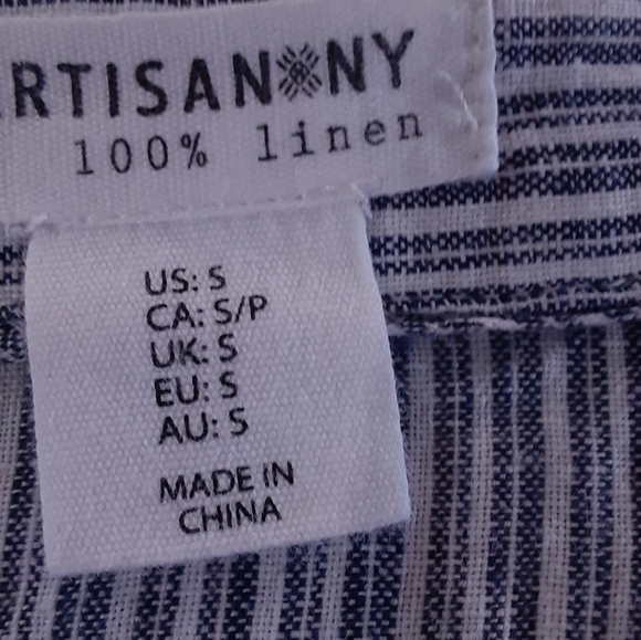 ARTISAN * NY 100% Linen LS Button Up Shirt Size Small - Picture 2 of 7